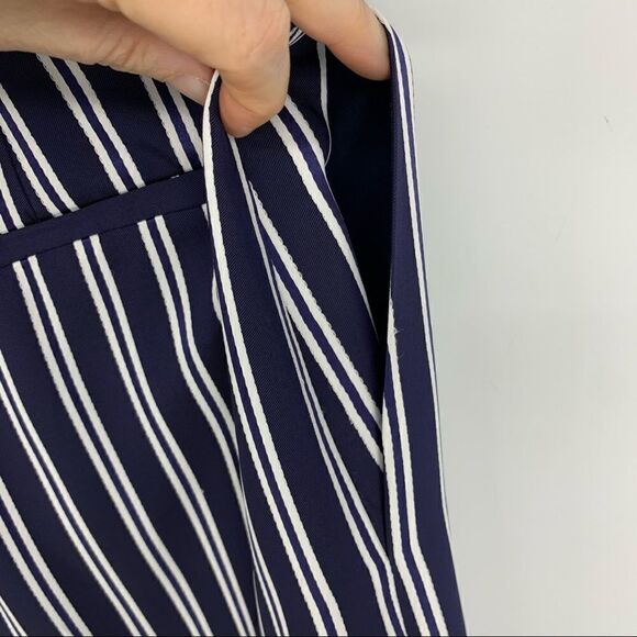 Diane Von Furstenburg Blue Striped Twill Wide-leg Pants - Picture 5 of 11